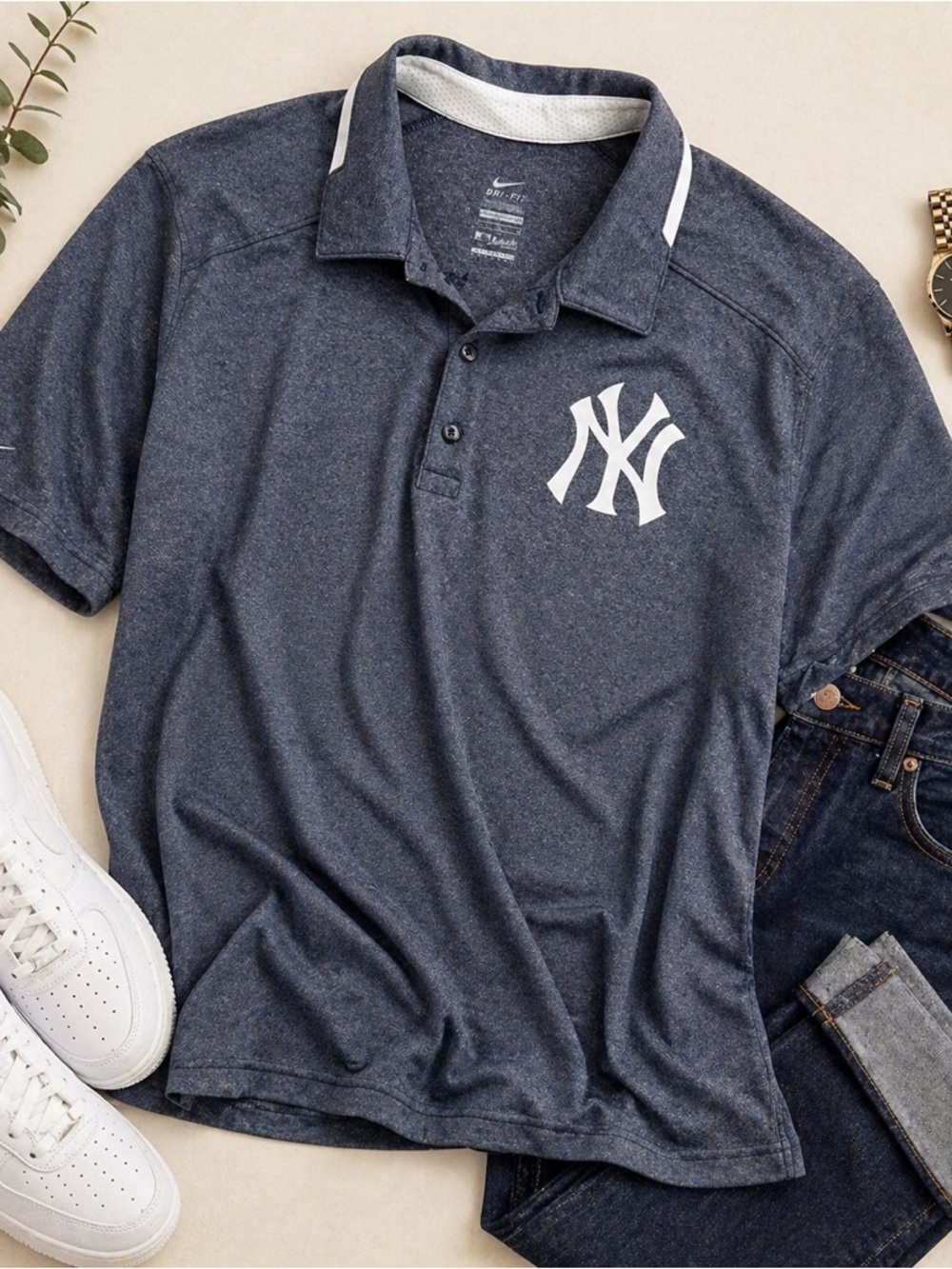 Nike Dri-FIT NY Yankees Polo Shirt Gray Athletic Performance M